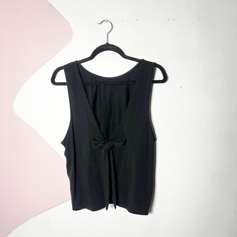 American Eagle Babydoll Top XXL Black Bow Preppy Coquette